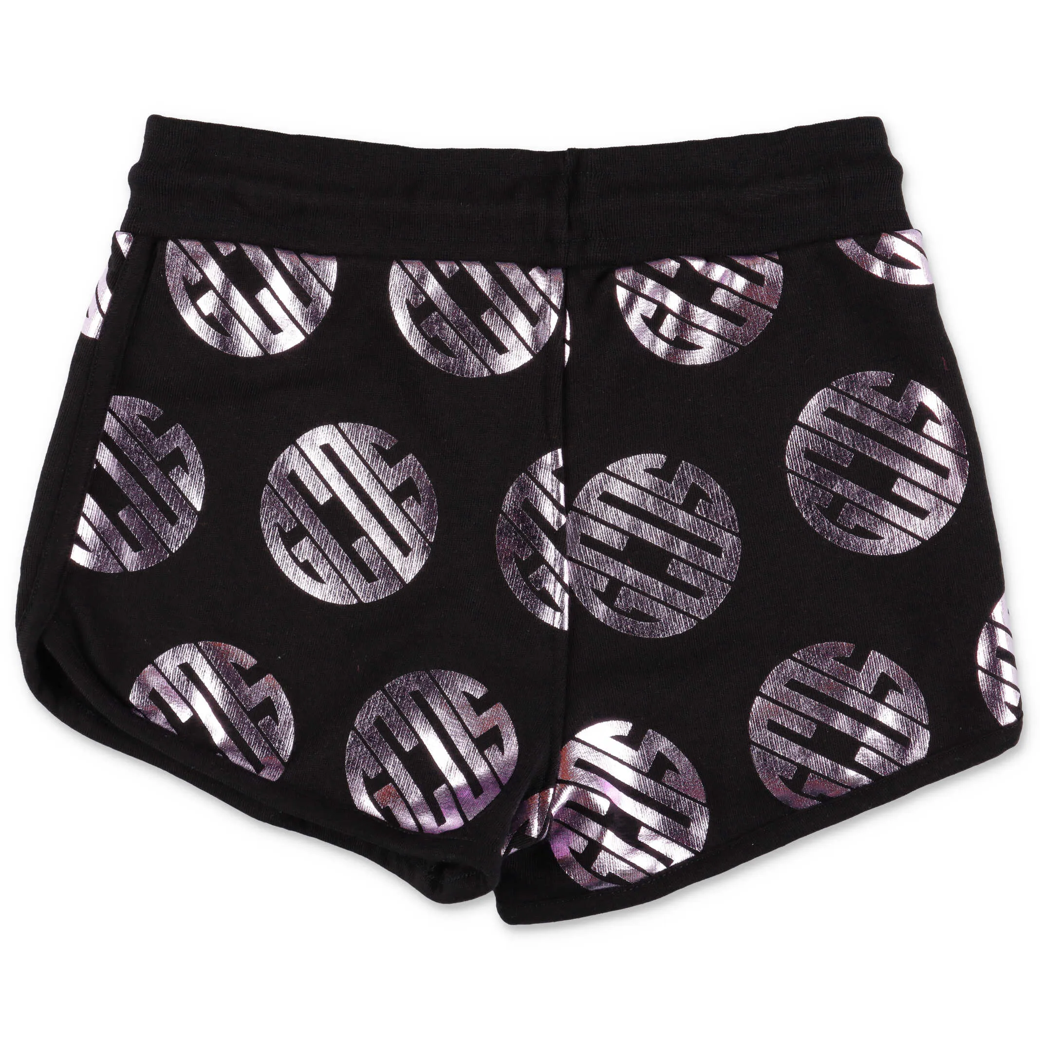 GCDS Kids Metallic Logo Printed Drawstring Shorts