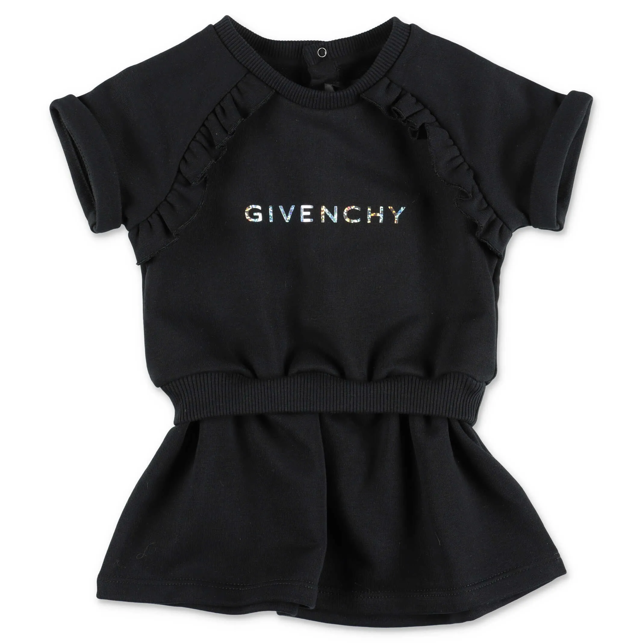 Givenchy Kids Logo Printed Ruffled Crewneck Dress