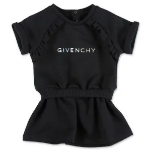 Givenchy Kids Logo Printed Ruffled Crewneck Dress