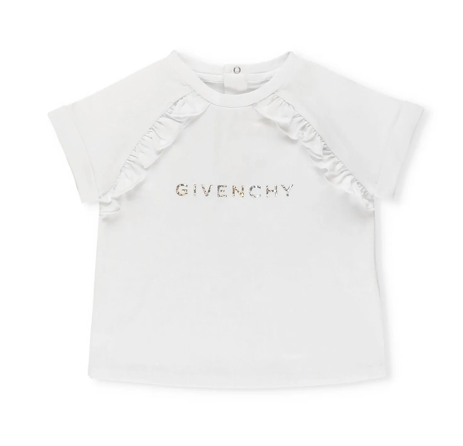 Givenchy Kids Logo Printed Ruffled Crewneck T-Shirt