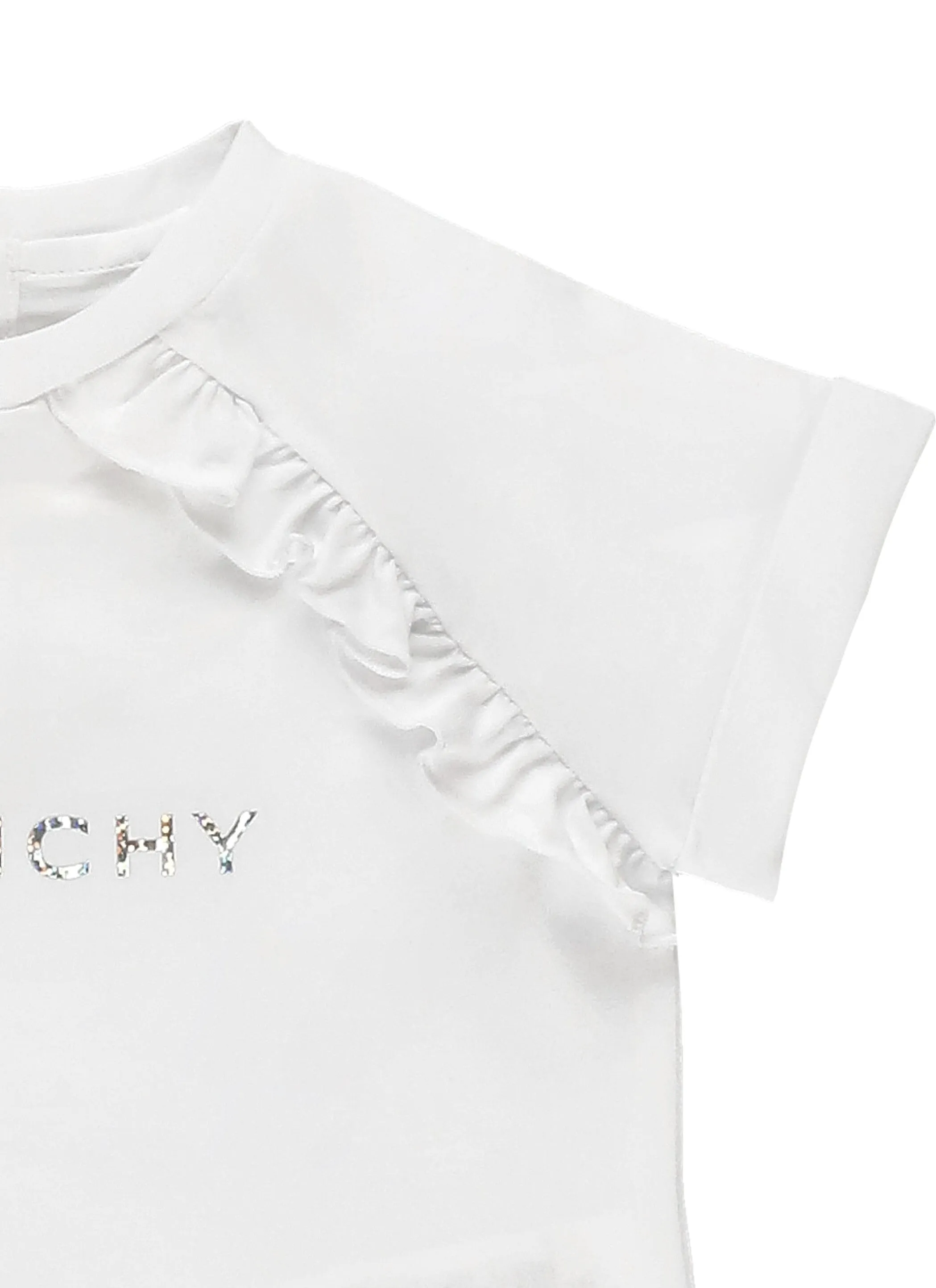 Givenchy Kids Logo Printed Ruffled Crewneck T-Shirt