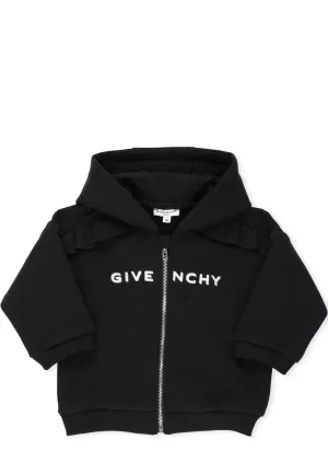 Givenchy Kids Ruffled Logo Printed Zipped Hoodie