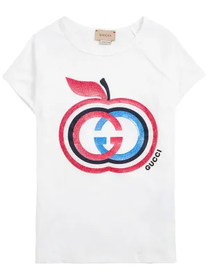 Gucci Kids Interlocking G Apple Print T-Shirt