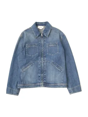 Gucci Kids Logo Embroidered Zipped Denim Jacket