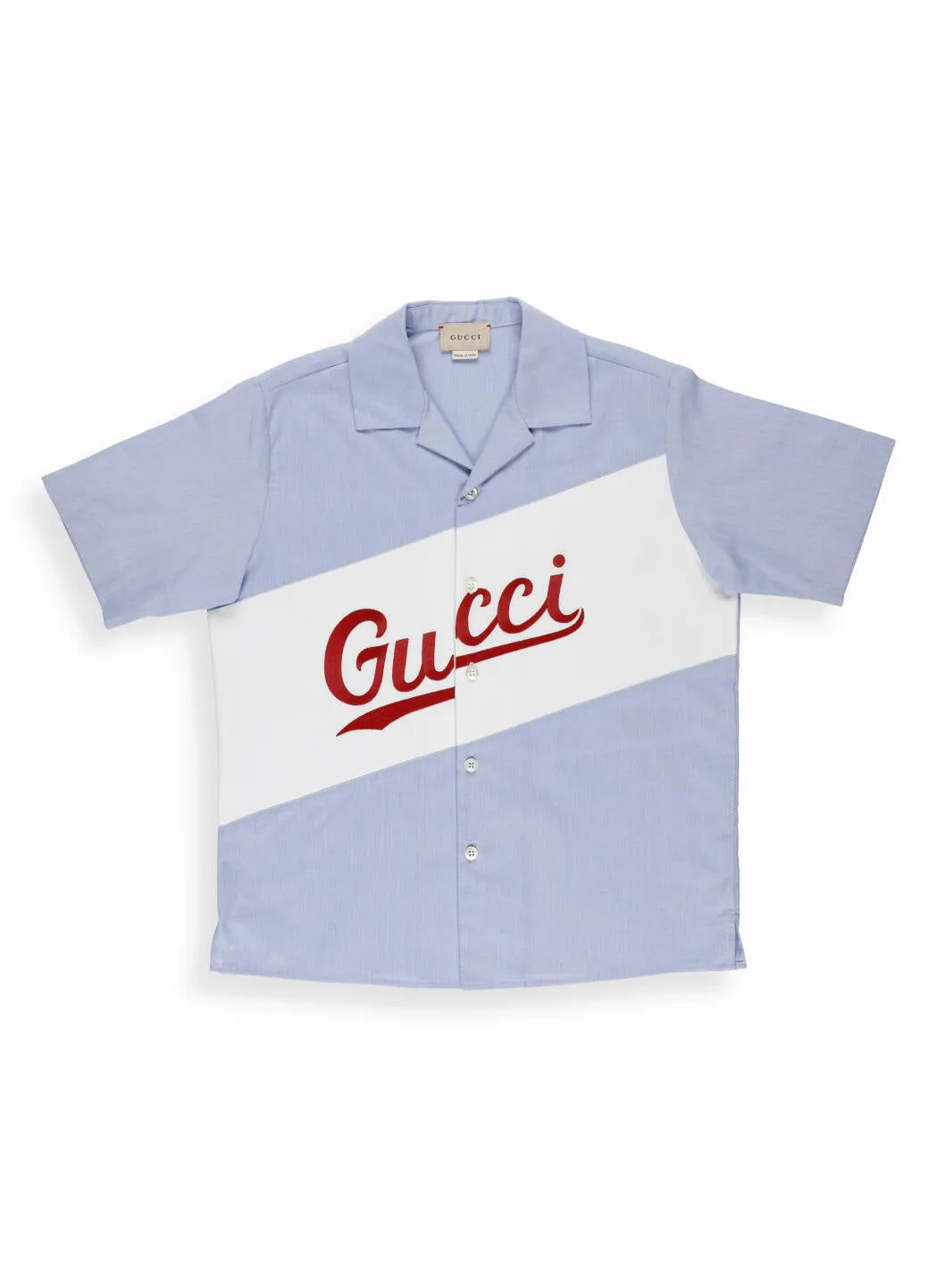 Gucci Kids Logo Script Oxford Short Sleeve Shirt