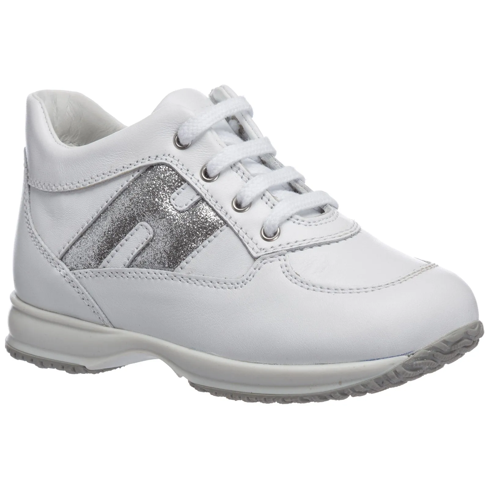 Hogan Kids Glittered Logo Sneakers