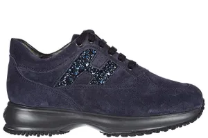 Hogan Kids Glittered Logo Sneakers