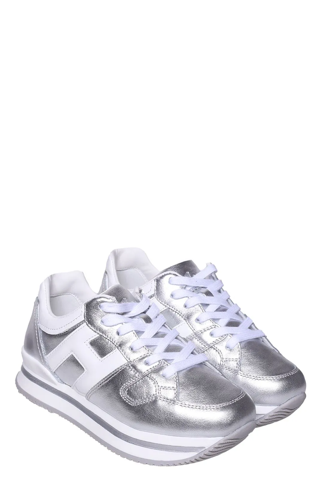 Hogan Kids Metallic Effect Low-Top Sneakers