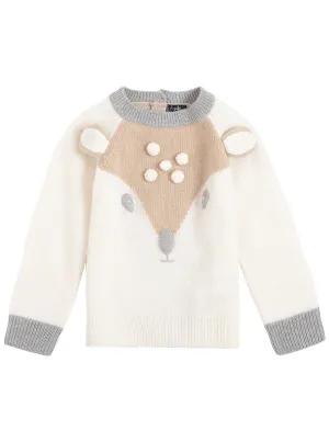 Il Gufo Bamby Intarsia Long Sleeved Crewneck Sweater