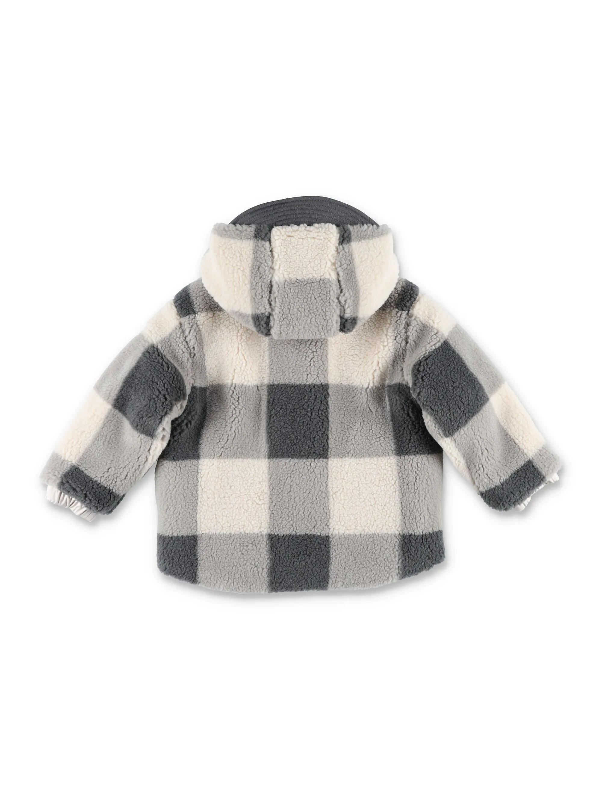 Il Gufo Check Pattern Zip-Up Hooded Teddy Jacket
