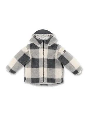 Il Gufo Check Pattern Zip-Up Hooded Teddy Jacket