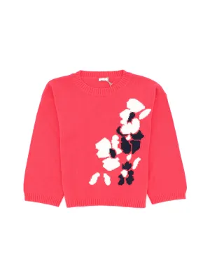 Il Gufo Floral Intarsia Crewneck Sweater