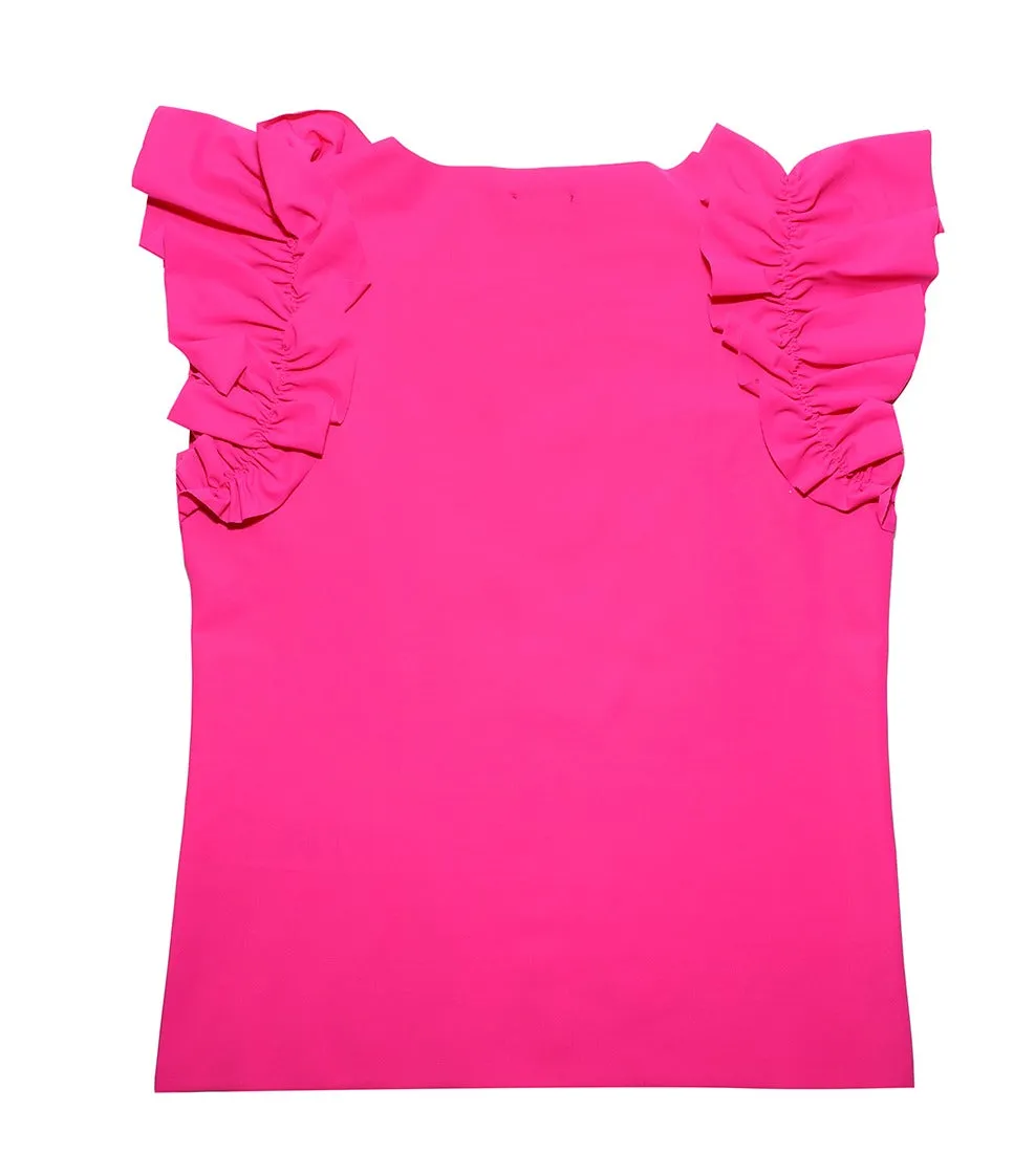 Il Gufo Ruffled Short Sleeved Crewneck Top