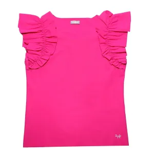 Il Gufo Ruffled Short Sleeved Crewneck Top
