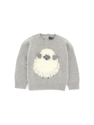 Il Gufo Sheep Detailed Long Sleeved Crewneck Sweater