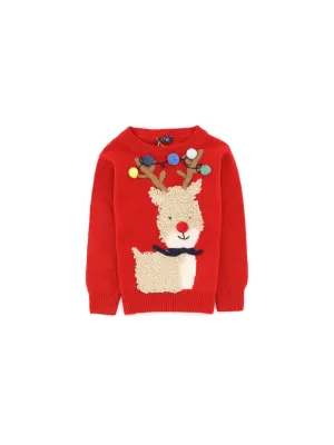 Il Gufo Xmas Deer Intarsia Long Sleeved Sweater
