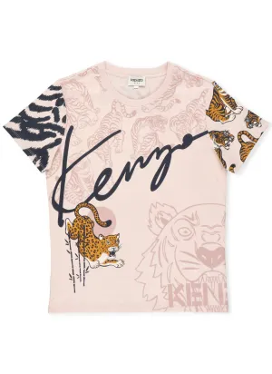 Kenzo Kids Animal Printed Crewneck T-Shirt