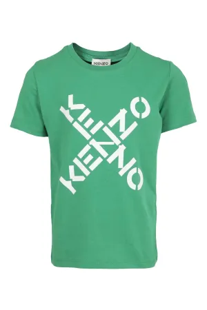 Kenzo Kids Cross Logo Printed Crewneck T-Shirt