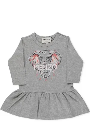 Kenzo Kids Elephant Logo Printed Dress