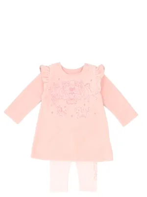 Kenzo Kids Logo Embroidered Dress And Leggings Set