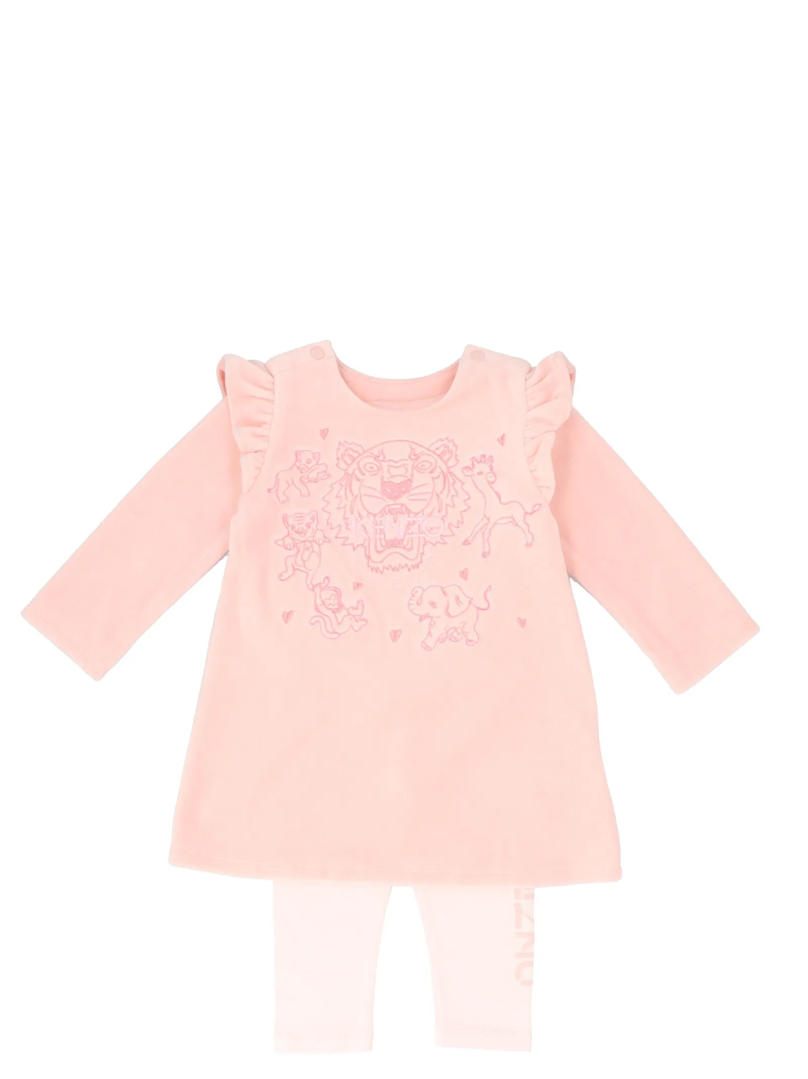Kenzo Kids Logo Embroidered Dress And Leggings Set