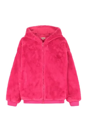 Kenzo Kids Tiger Embroidered Faux Fur Hooded Jacket