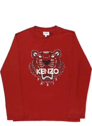 Kenzo Kids Tiger Printed Long Sleeve T-Shirt
