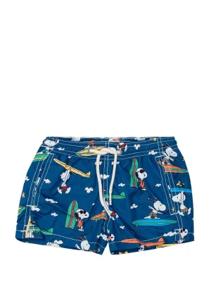 Mc2 Saint Barth Kids Surfing Snoopy Printed Swim Shorts