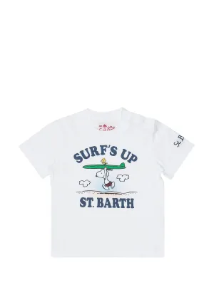 Mc2 Saint Barth Kids Surfing Snoopy Printed T-Shirt