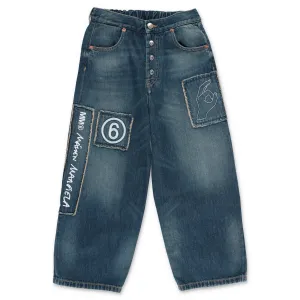 MM6 Maison Margiela Kids Logo Embroidered Wide Leg Jeans