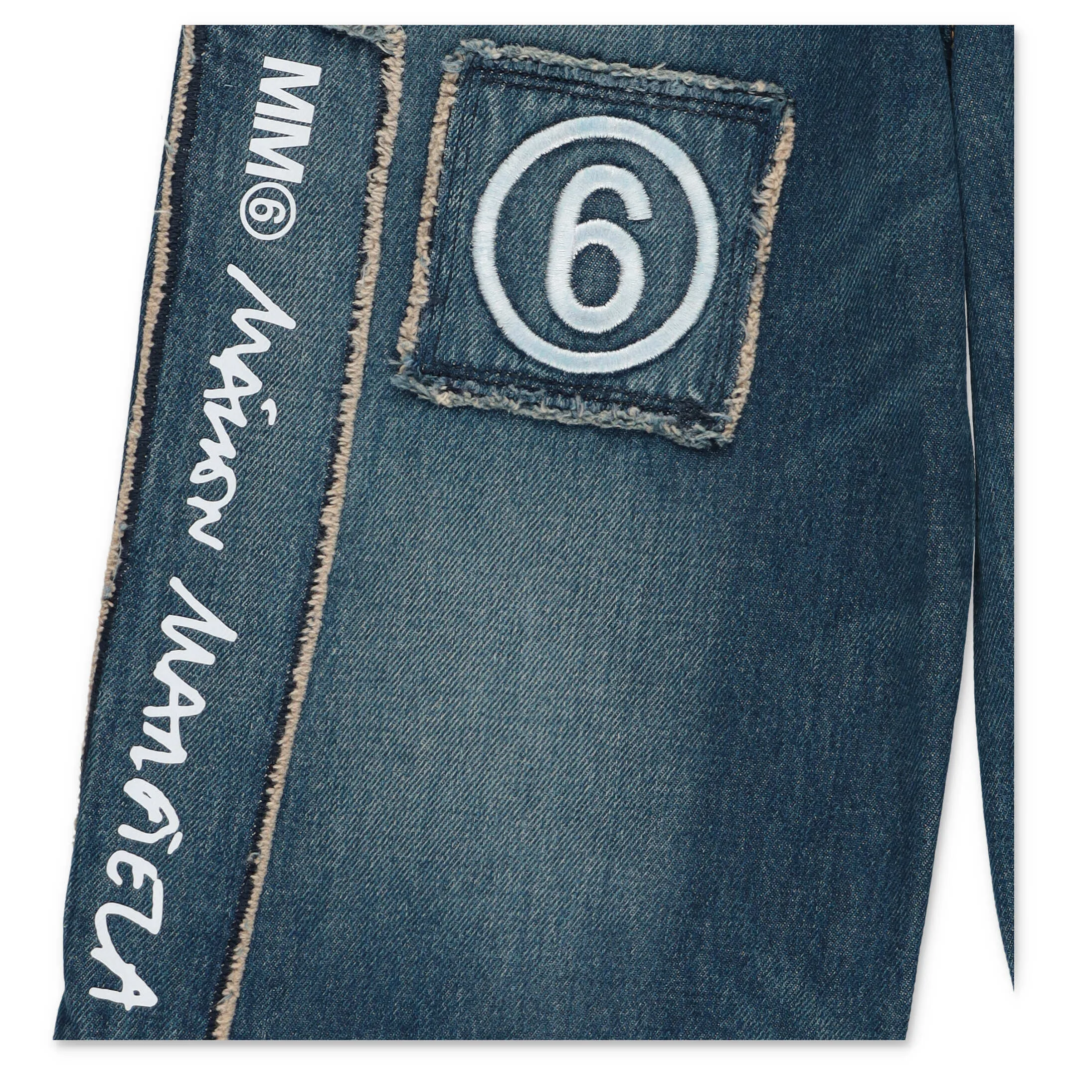 MM6 Maison Margiela Kids Logo Embroidered Wide Leg Jeans