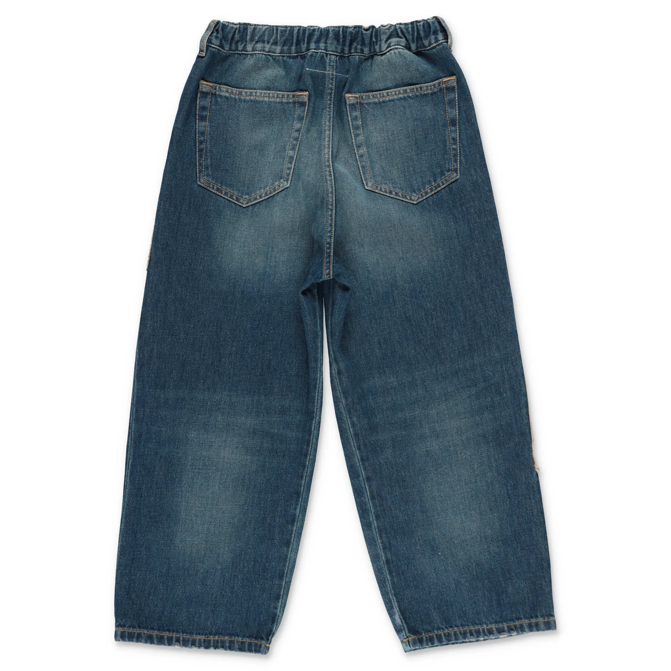 MM6 Maison Margiela Kids Logo Embroidered Wide Leg Jeans