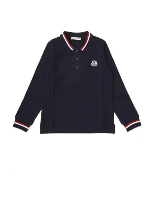 Moncler Enfant Logo Patch Long-Sleeve Polo Shirt
