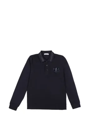 Moncler Enfant Logo Patch Long-Sleeve Polo Shirt