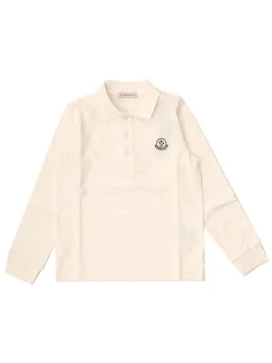 Moncler Enfant Logo Patch Long-Sleeve Polo Shirt