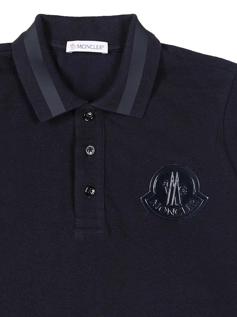 Moncler Enfant Logo Patch Long-Sleeve Polo Shirt