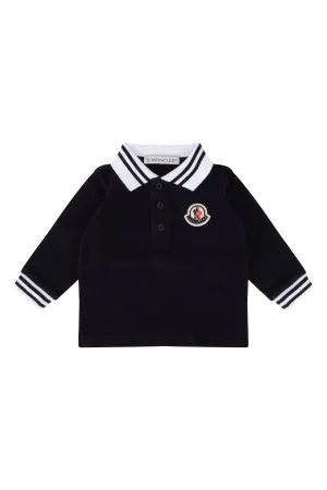 Moncler Enfant Logo Patch Long Sleeve Polo Shirt