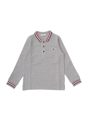 Moncler Enfant Logo Patch Long-Sleeve Polo Shirt