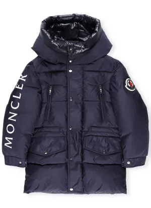 Moncler Enfant Logo Print Hooded Coat