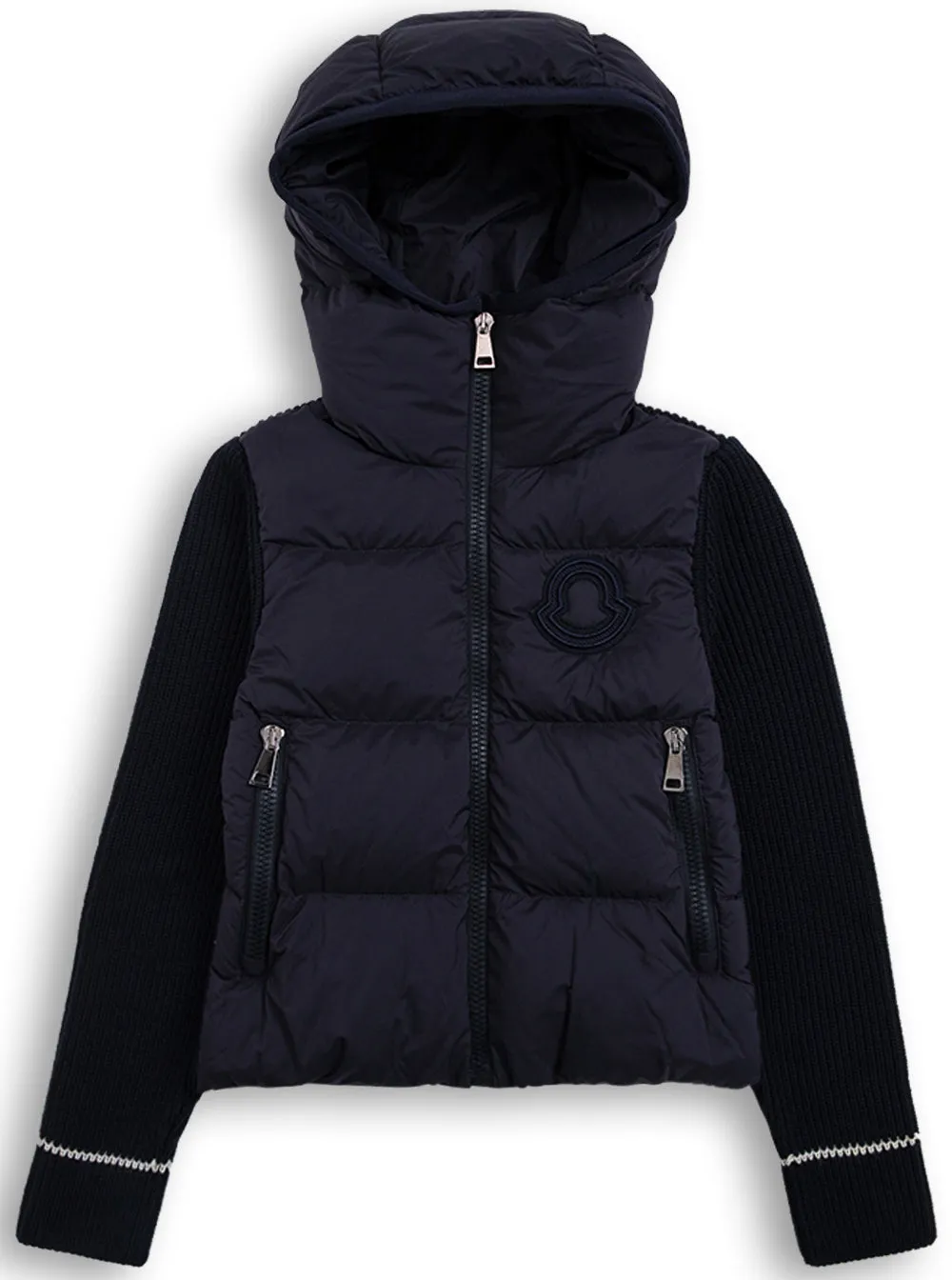 Moncler Enfant Quilted Panel Hooded Knit Jacket
