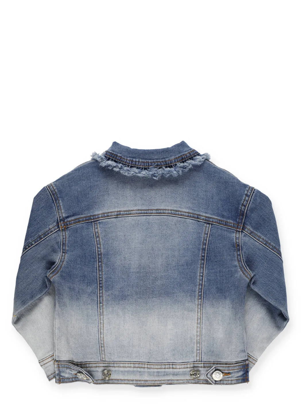 Monnalisa Floral Embroidered Denim Jacket