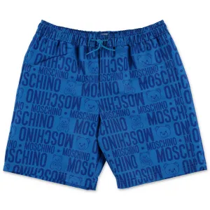 Moschino Kids Allover Logo Printed Swim Shorts