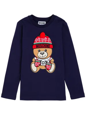 Moschino Kids Holiday Teddy Bear Long-Sleeve T-Shirt