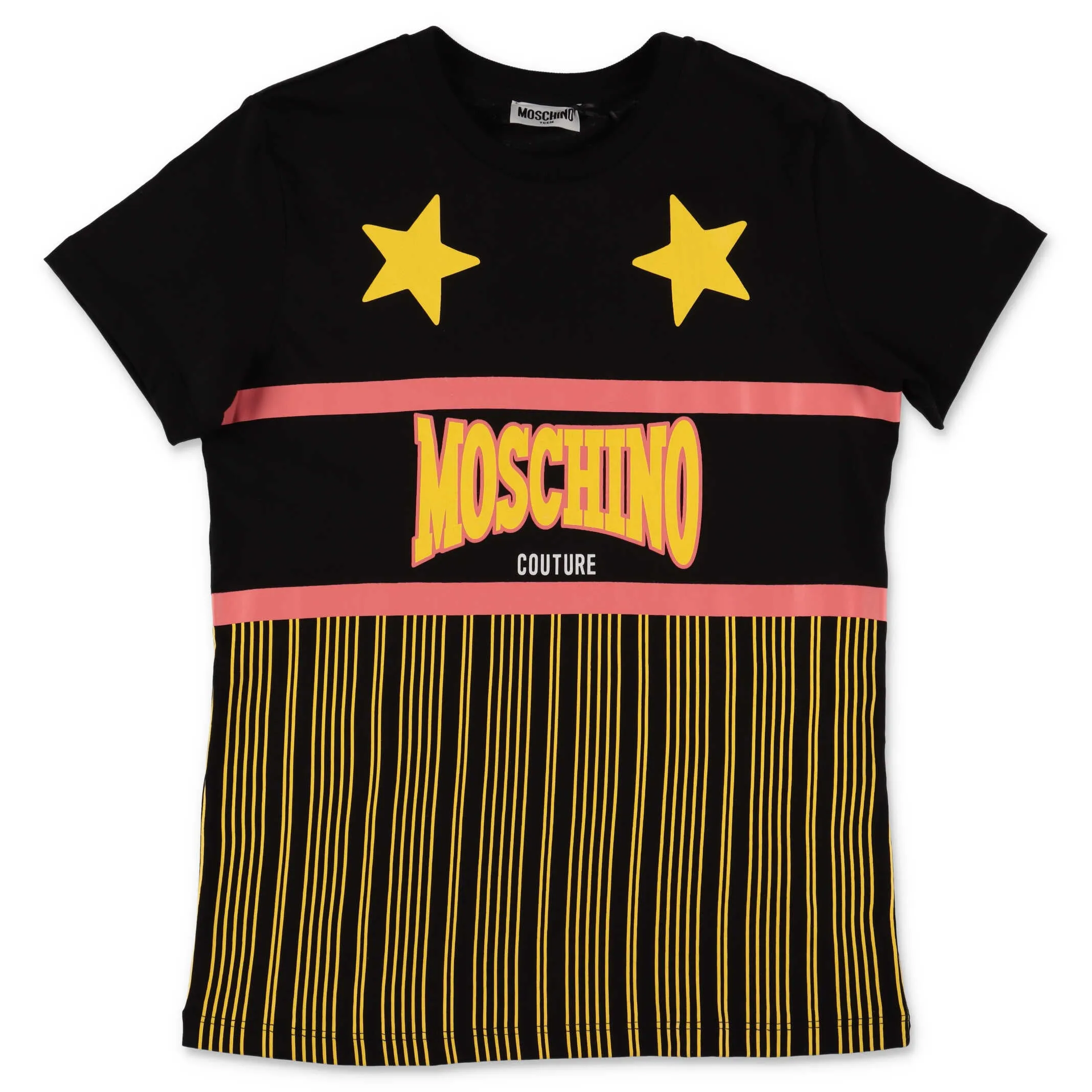 Moschino Kids Pinstriped Logo Print T-Shirt