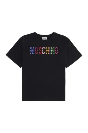 Moschino Kids Rhinestone Logo Embellished T-Shirt