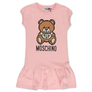 Moschino Kids Teddy Bear Logo Printed Crewneck Dress