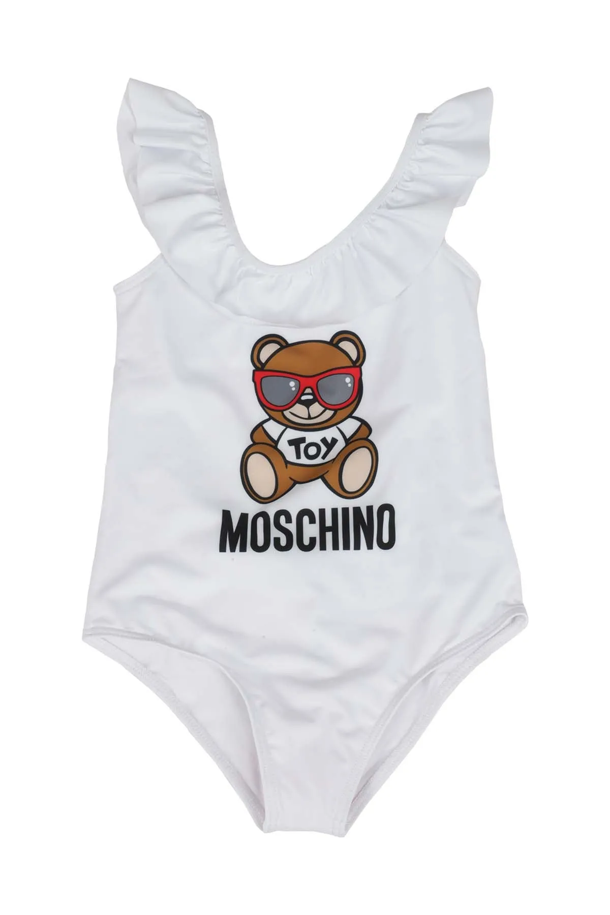 Moschino Kids Teddy Bear Logo Printed Ruffled Swimsuit