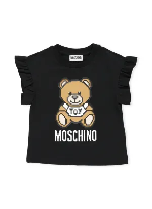 Moschino Kids Teddy Bear Printed Ruffled T-Shirt