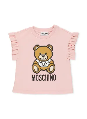 Moschino Kids Teddy Bear Printed Ruffled T-Shirt