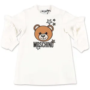 Moschino Kids Teddy Embroidered Ruffle Detail Sweatshirt Dress